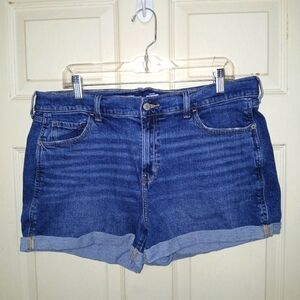 Old Navy Mid-Rise Boyfriend Women's Blue Denim Shorts Size 14